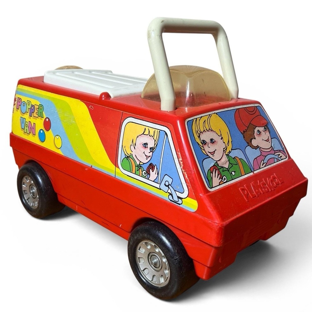 Vintage Playskool Pull N Ride Popper Van Groovy 70's Toy